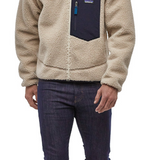 Patagonia Classic Retro-X Fleece Jacket in natural w/ smoulder blue